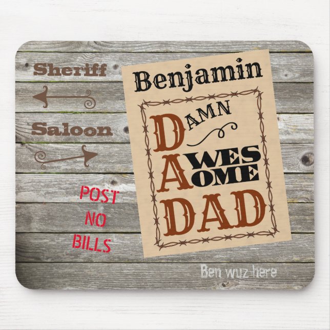 Tapis De Souris Superbe Papa Occidental Thème Personnalisé Nom Pad (Devant)