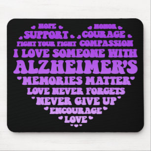 Tapis De Souris Support Love Heimer's Awareness Coeur Typographie