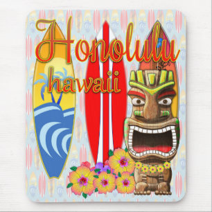 Tapis De Souris Surf Honolulu Hawaii Tiki