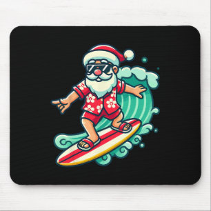 Tapis De Souris Surf Père Noël Tropical Noël Vacances Noël À