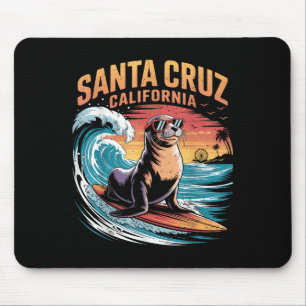 Tapis De Souris Surfer Surf les années 70 80s Père Noël Cruz Calif