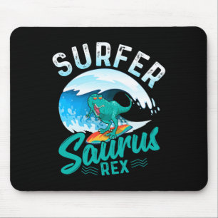 Tapis De Souris Surfeur Saurus Rex Dinosaure de surf Dino Surfe