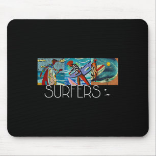 Tapis De Souris Surfeurs Moderne du milieu du siècle Cubisme Impre