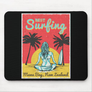 Tapis De Souris Surfeuse Manu Bay Raglan Nouvelle-Zélande 