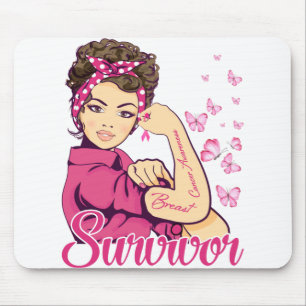 Tapis De Souris Survivant Rosie Riveter Sensibilisation au cancer 