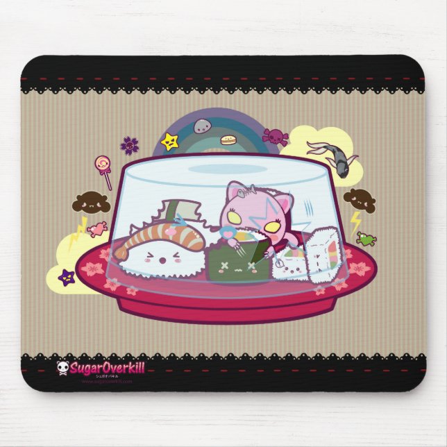 Tapis De Souris Sushi de Kawaii attaqués ! (Devant)
