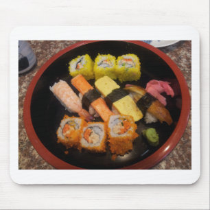 Tapis De Souris Sushi Raw Food Japonais Repas Délicieux Servi