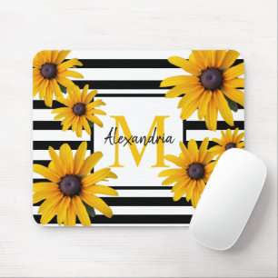 Tapis De Souris Suzanne Monogram Jaune Noir Bande