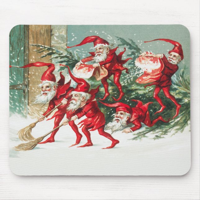 Tapis De Souris Sweeping snow de Santa gnomes (Devant)