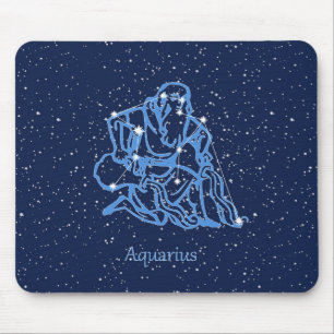 Tapis De Souris Symbole Aquarius Constellation et Zodiaque avec ét