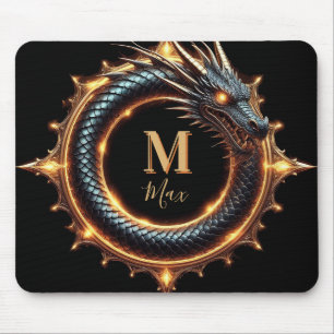 Tapis De Souris 🐉 Symbole de Dragon de Fantaisie de Nom Personnal