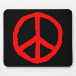 Tapis De Souris Symbole de la Paix Brute - Rouge sur Noir