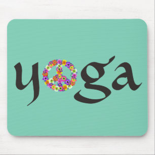 Tapis De Souris SYMBOLE DE LA PAIX Yoga Floral