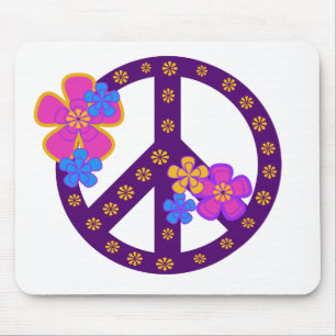 Tapis De Souris Symbole de paix de fleurs