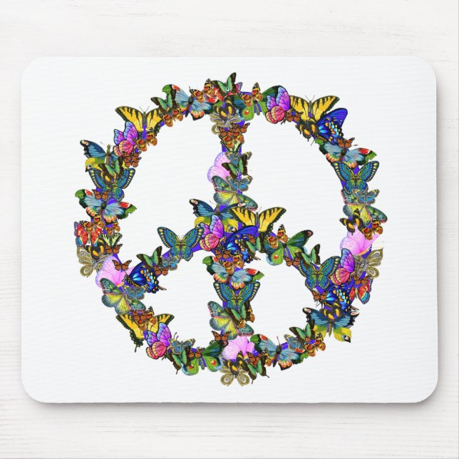 Tapis De Souris Symbole de paix de papillon (Devant)