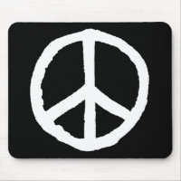 Symbole de paix rude - Blanc sur Noir