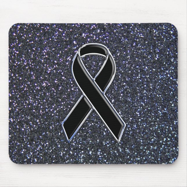 Tapis De Souris Symbole de sensibilisation au ruban noir (Devant)