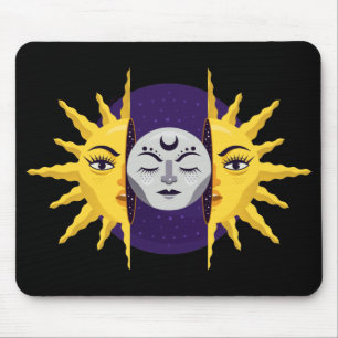 Tapis De Souris Symbole du soleil et de la lune