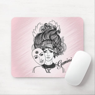 Tapis De Souris Symbole et signe du zodiaque Gémeaux rose