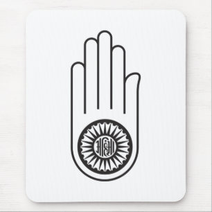 Tapis De Souris Symbole jaïn d'Ahimsa (Main de non-violence)