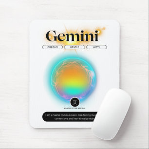 Tapis De Souris Symbole moderne Zodiac Gemini Citation Air Element