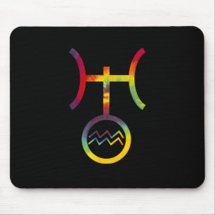 Tapis De Souris Symbole planétaire Aquarius Uranus Tie Dye