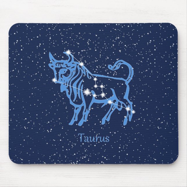Tapis De Souris Symbole Taurus Constellation et Zodiaque avec étoi (Devant)