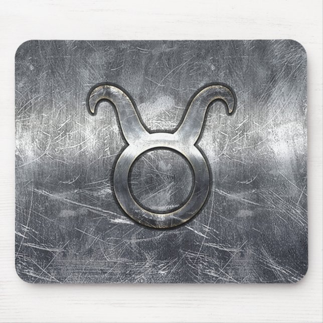 Tapis De Souris Symbole Taurus Zodiac Grunge Argent Style déstress (Devant)
