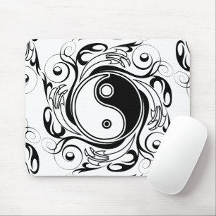 Tapis De Souris Symbole Yin & Yang Tatouage Noir et Blanc