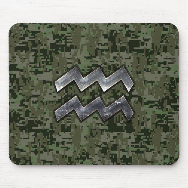 Tapis De Souris Symbole Zodiaque Aquarius sur le camouflage numéri (Devant)