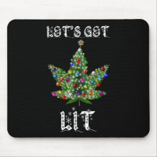 Tapis De Souris T-Shirt Cadeau Thc Pot Feuille Herbe Sapin De Noël