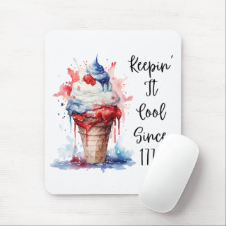 Tapis De Souris T-shirt crème glacée Patriotique 4 juillet