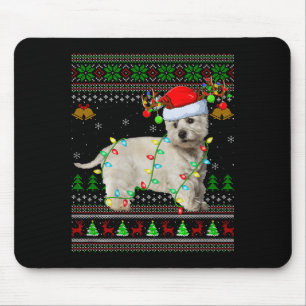 Tapis De Souris T-shirt de Noël moche Westie Dog West Highland Ter