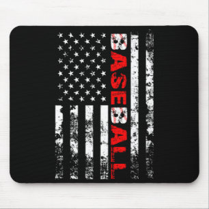 Tapis De Souris T Shirt Équipe de Baseball Drapeau Américain_3