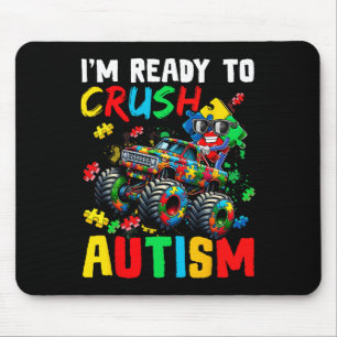 Tapis De Souris T-shirt Monster Truck prêt à écraser l'autisme