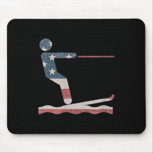 Tapis De Souris T Shirt Ski Nautique Tee Drapeau Américain W