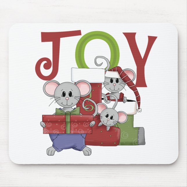 Tapis De Souris T-shirts et cadeaux de Noël Mice JOY (Devant)