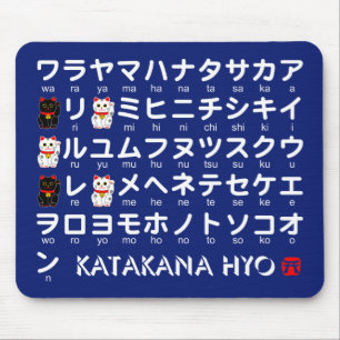 Tapis De Souris Table Katakana japonaise (Lucky Cat)