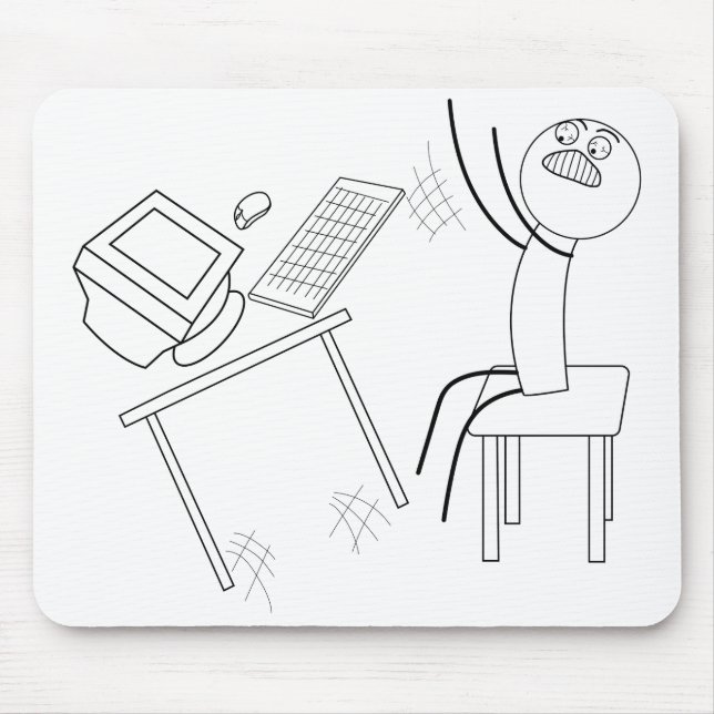 Tapis De Souris Table Retourner Angry Rage Quit Desk Retourner Mad (Devant)