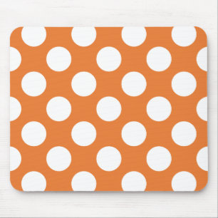 Tapis De Souris Taches à pois orange et blanc