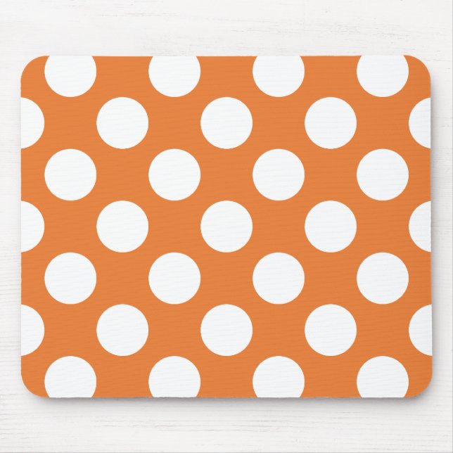 Tapis De Souris Taches à pois orange et blanc (Devant)