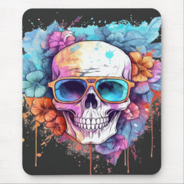 Tapis De Souris Taches crâniennes florales