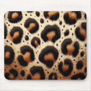 Tapis De Souris Taches d'animaux imprimées fourrure beige et noir 