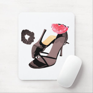 Tapis De Souris Talons noirs élégants et art de l'œillet – Féminin