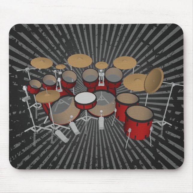 Tapis De Souris Tambours :Kit Tambour rouge : Modèle 3D:Mousepad (Devant)