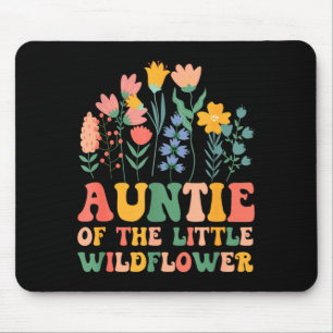 Tapis De Souris Tante du bébé petite fleur sauvage anniversaire