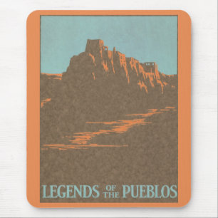 Tapis De Souris Taos Pueblos vintage Nouveau-Mexique, Poster de vo