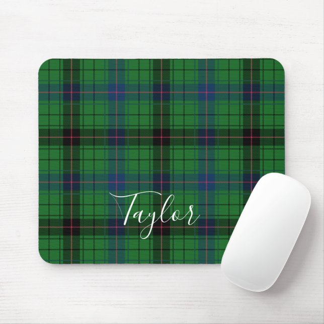 Tapis De Souris Tartan Davidson Plaid Blue Green Personalized (Avec souris)