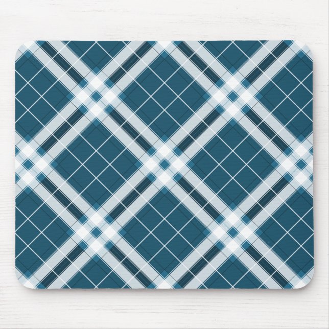 Tapis De Souris Tartan en bleu et blanc (Devant)