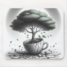 Tasse cassée avec arbre.